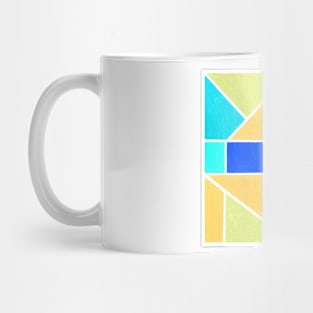 Inverted Blue Green Yellow Geometric Abstract Acrylic Painting Mug